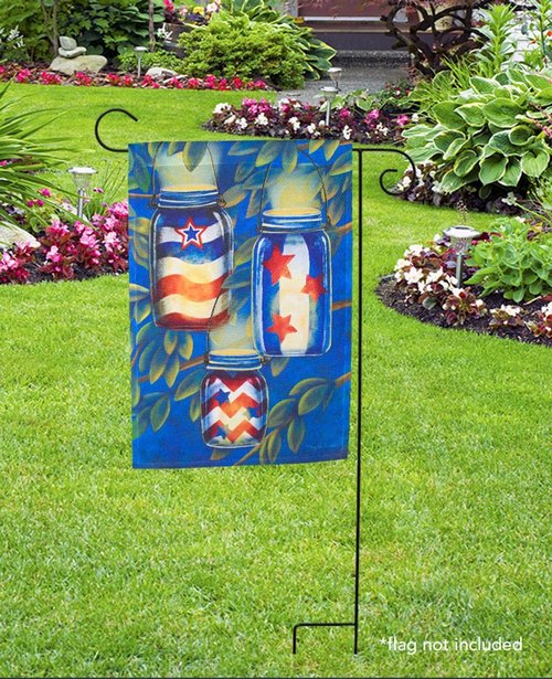 Briarwood Lane Wrought Iron Garden Flag Stand - 40" Height, Durable Black Design