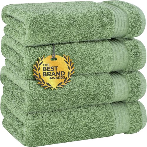 Cotton Paradise Hand Towels - 100% Turkish Cotton, Soft & Absorbent 4-Piece Set in Sage Green