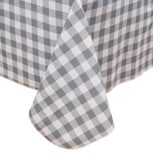 Heavy Duty Vinyl Tablecloth with Flannel Backing Waterproof Oil-Proof Plastic Table Cloth Stain-Resistant Wipeable Rectangle or Square Table Cover for Indoor and Outdoor (Grey Checkered, 54x54 Inch)