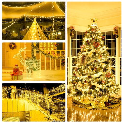 Ehome String Lights, USB Fairy Lights Plug in with Remote & Timer 33 ft 100 LED Twinkle String Lights Silver Wire Lights 8 Modes Outdoor Indoor Waterproof Starry Lights DIY Party Wedding, Warm White