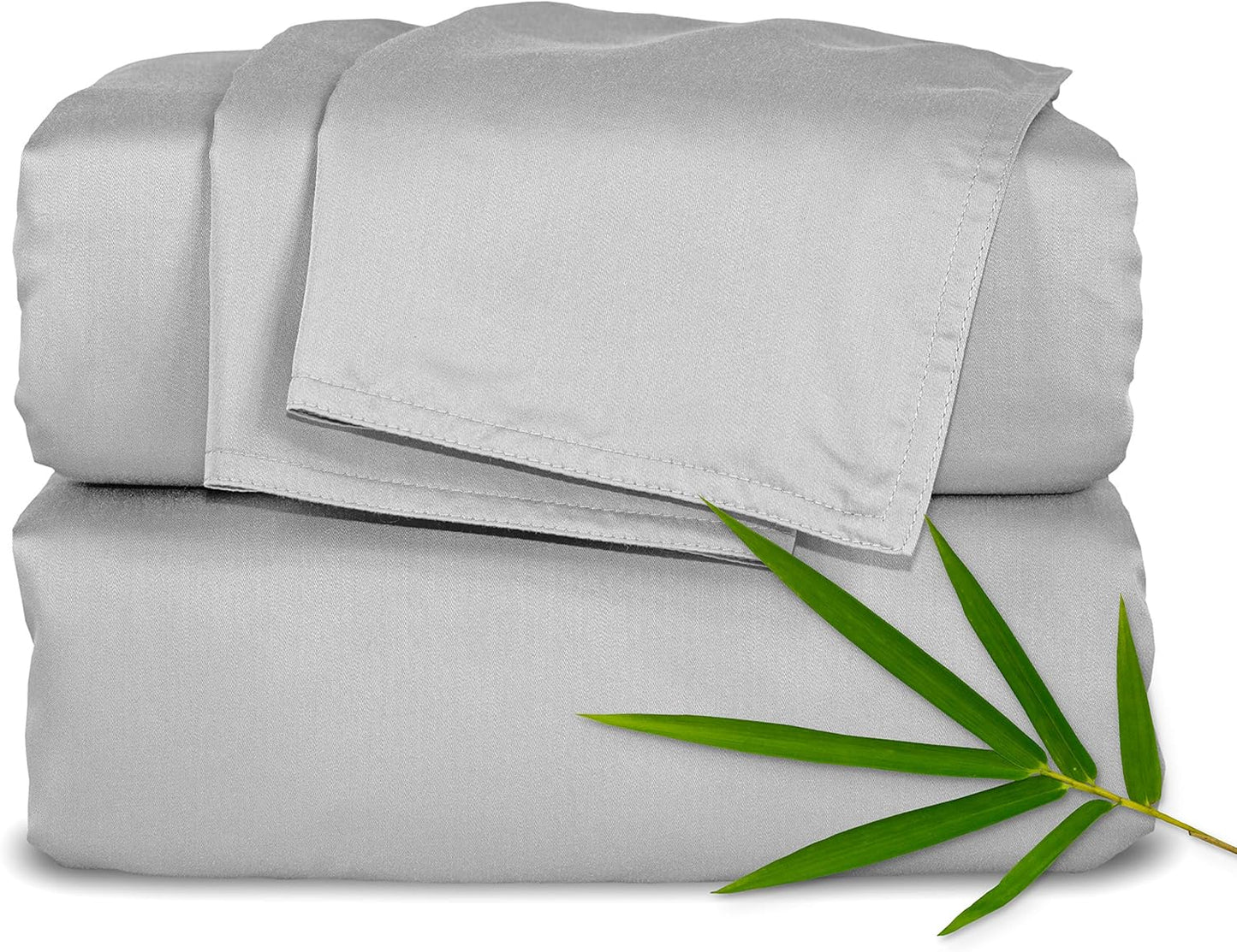 Pure Bamboo Short Queen Sheets - 100% Organic Viscose, Soft & Cooling Bed Sheet Set | 60"x75", Silver Pearl