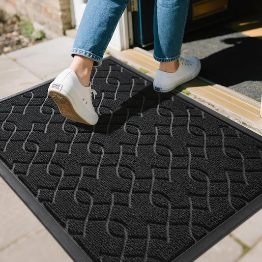 Yimobra Outdoor Doormat - All-Season Waterproof, Heavy-Duty Non-Slip | 29.5x17 Inches, Black