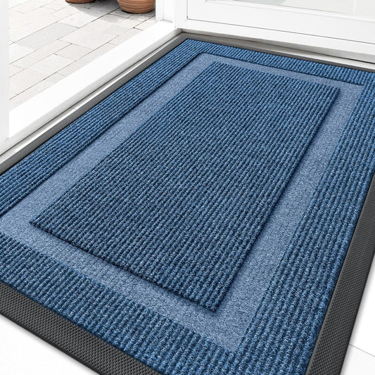 OLANLY Indoor Outdoor Front Door Mat - Waterproof All-Season Doormat, Easy Clean, 29.5x17, Light Blue