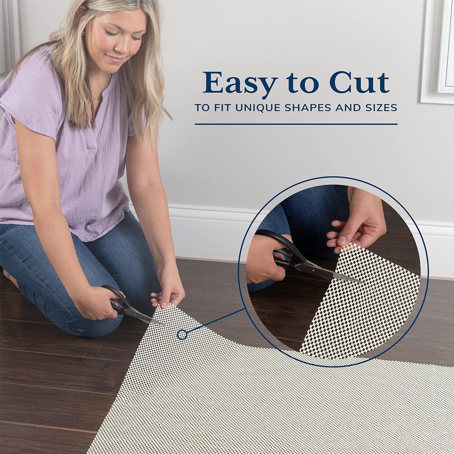 Veken Non-Slip Rug Pad Gripper - 6x9 Ft Thick Anti-Skid Mat for Hardwood & Tile Floors
