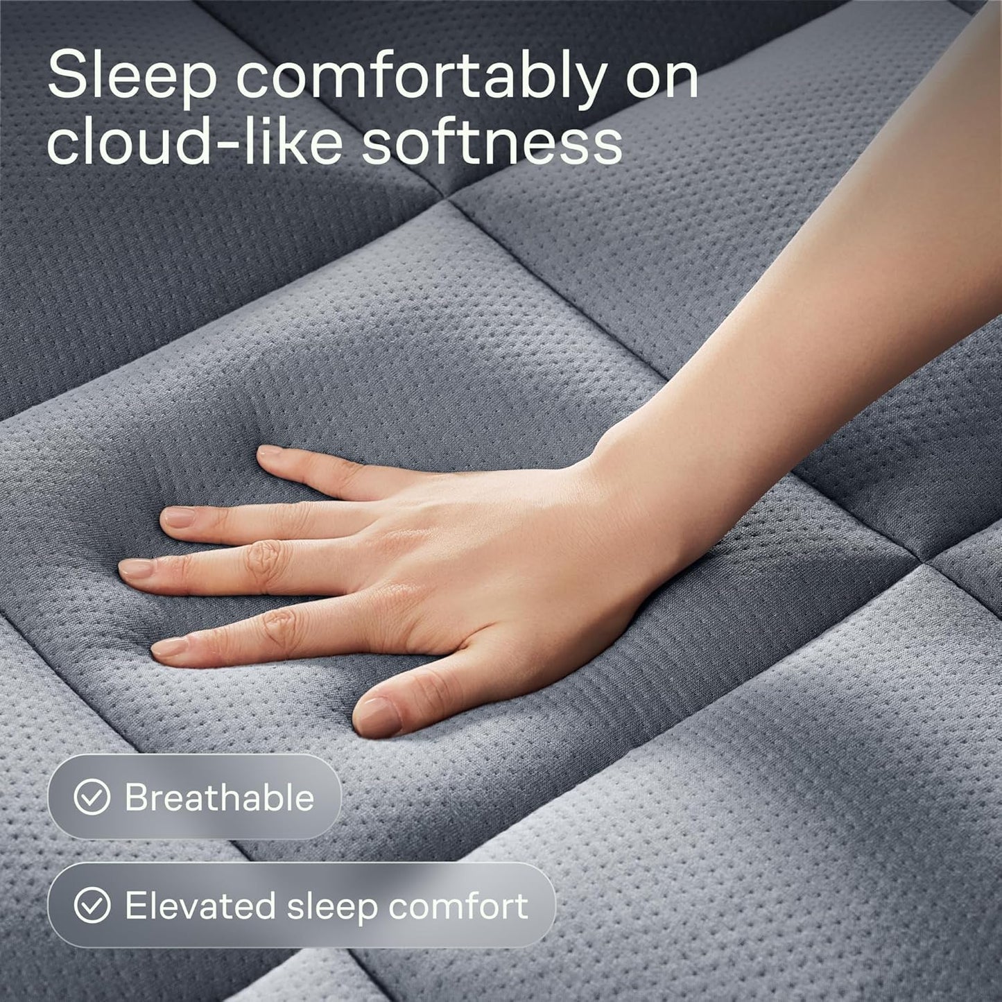 Niagara Sleep Solution Ultra Soft Mattress Topper - Bamboo Pillow Top for Back Pain Relief | Full XL Size, Gray