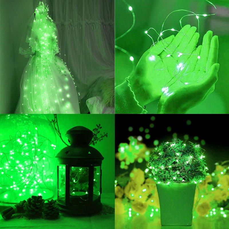 JUSTPRO 6 Pack Fairy Lights Battery Operated String Lights - 7ft 20 LED Waterproof Silver Wire Firefly Lights for DIY Wedding Décor Table Centerpieces Craft Mason Jars Party Decor(Green)