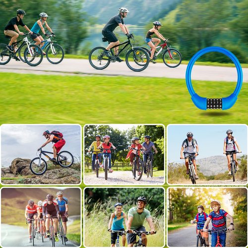 IDEALUX Bike Lock Cable, Bicycle Cable Lock with 5 Digit Combination，Big Head & Metal Pin with Copper Lock Core, Resettable Kids Bike Cable Lock, 20" x ∅0.8" Purple