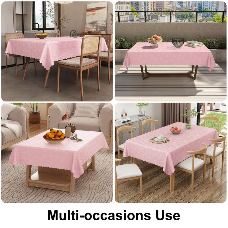Smiry Rectangle Table Cloth, Waterproof Heavy Duty Vinyl Tablecloths, Wipeable Washable Table Cover for Kitchen and Dining Room (Pink, 54" X 78")