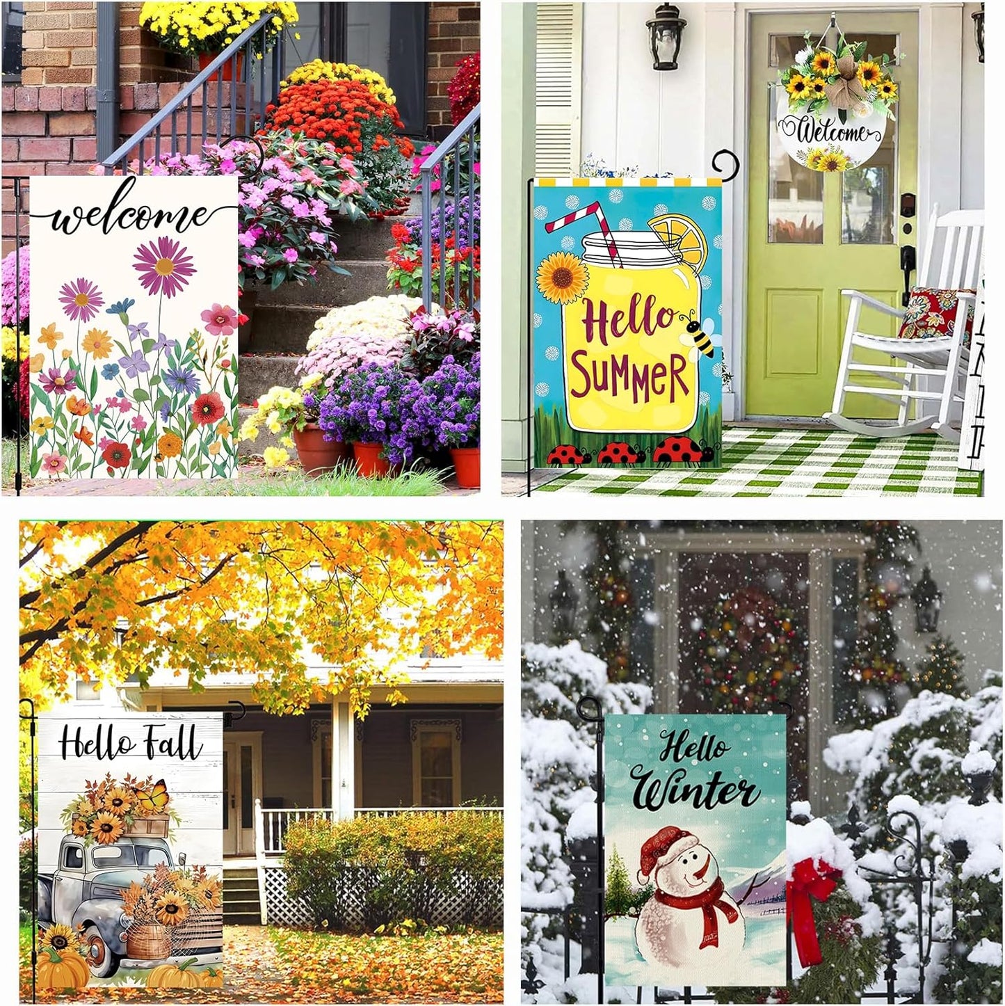 Seasonal Garden Flags by [Brand Name] - Set of 12 Double-Sided 12x18 Inch Yard Flags for Year-Round Outdoor Decor