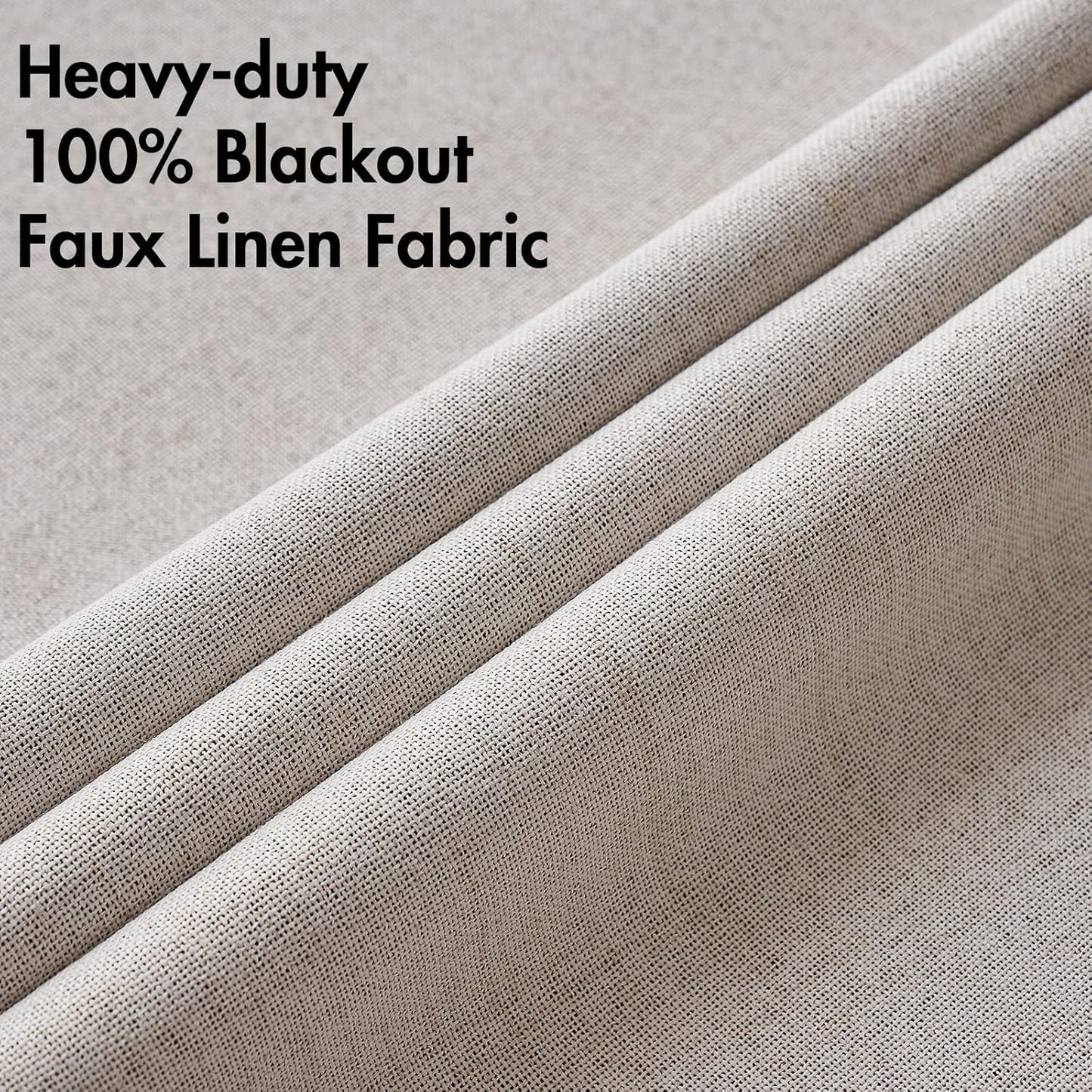 MIULEE 100% Blackout Curtains - Linen Textured Thermal Insulated Drapes | Ivory, 52 x 84 Inch (2 Panels)
