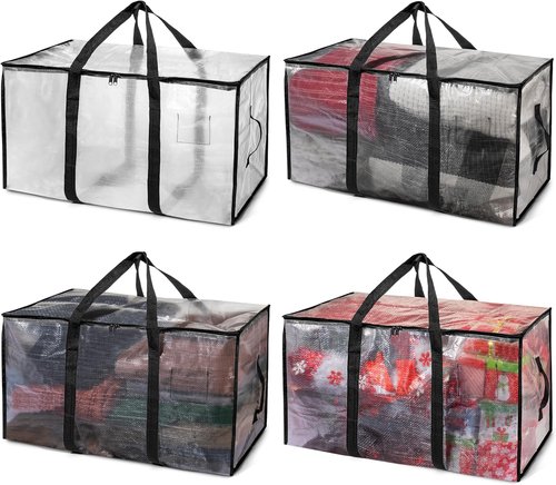ClearSpace Heavy Duty Moving Bags - Large Storage Bags with Zippers & Backpack Straps | 4 Pack for Easy Packing