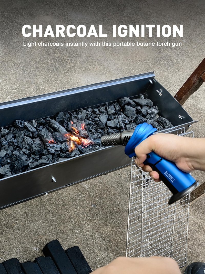 SMART JERRY - Mini Torch Gun | Butane Torch Lighter Windproof & Refillable with Safety Lock | Max 1500℃ Adjustable Flame for Cooking, BBQ, Creme Brulee, Soldering, Cigar Lighting
