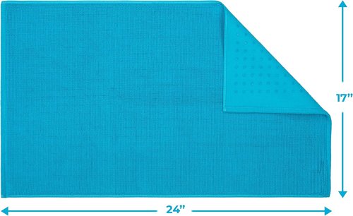 Cotton Paradise 100% Cotton Bath Mat - Soft, Absorbent, Non-Slip | Quick Dry, 17x24 Inch, Aqua Blue