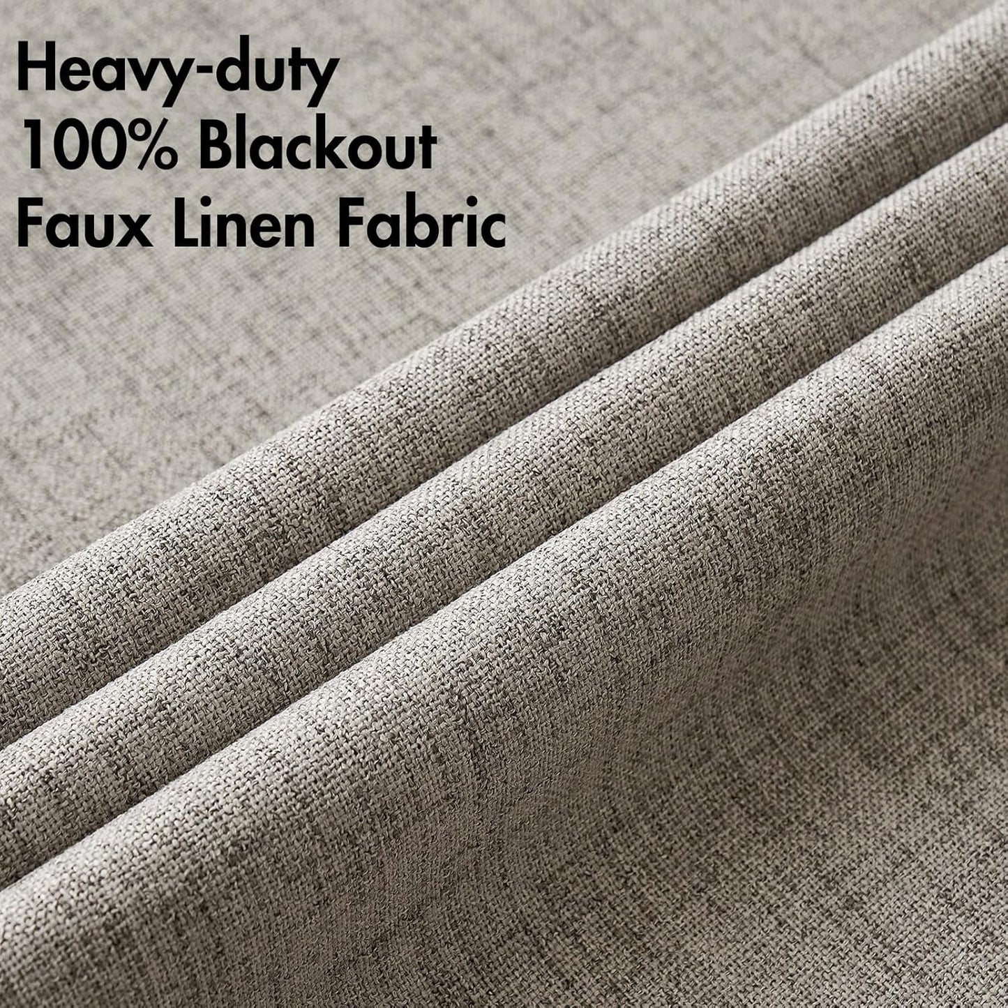 MIULEE Linen Curtains - 100% Blackout Thermal Insulated Drapes - Greige | 52x90 Inches (2 Panels)