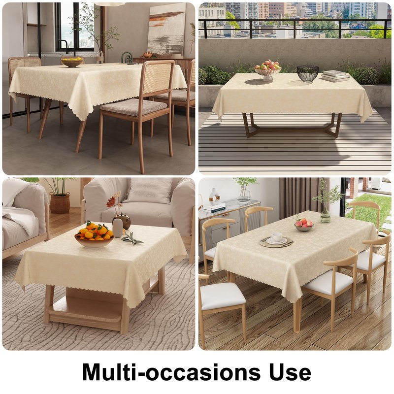Smiry Rectangle Table Cloth, Waterproof Heavy Duty Vinyl Tablecloths, Wipeable Washable Table Cover for Kitchen and Dining Room (Beige, 70" X 108")