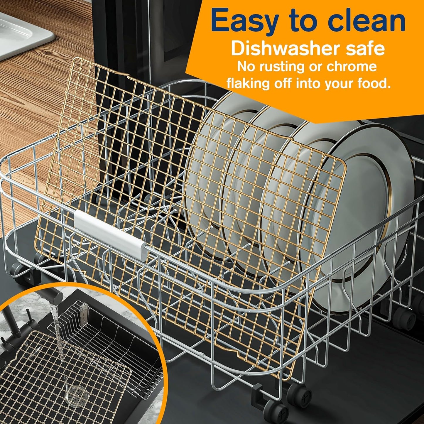 Skiennix Cooling Racks - Heavy Duty Stainless Steel Wire Rack for Baking & Grilling | 10" x 16" - Oven & Dishwasher Safe (Gold)