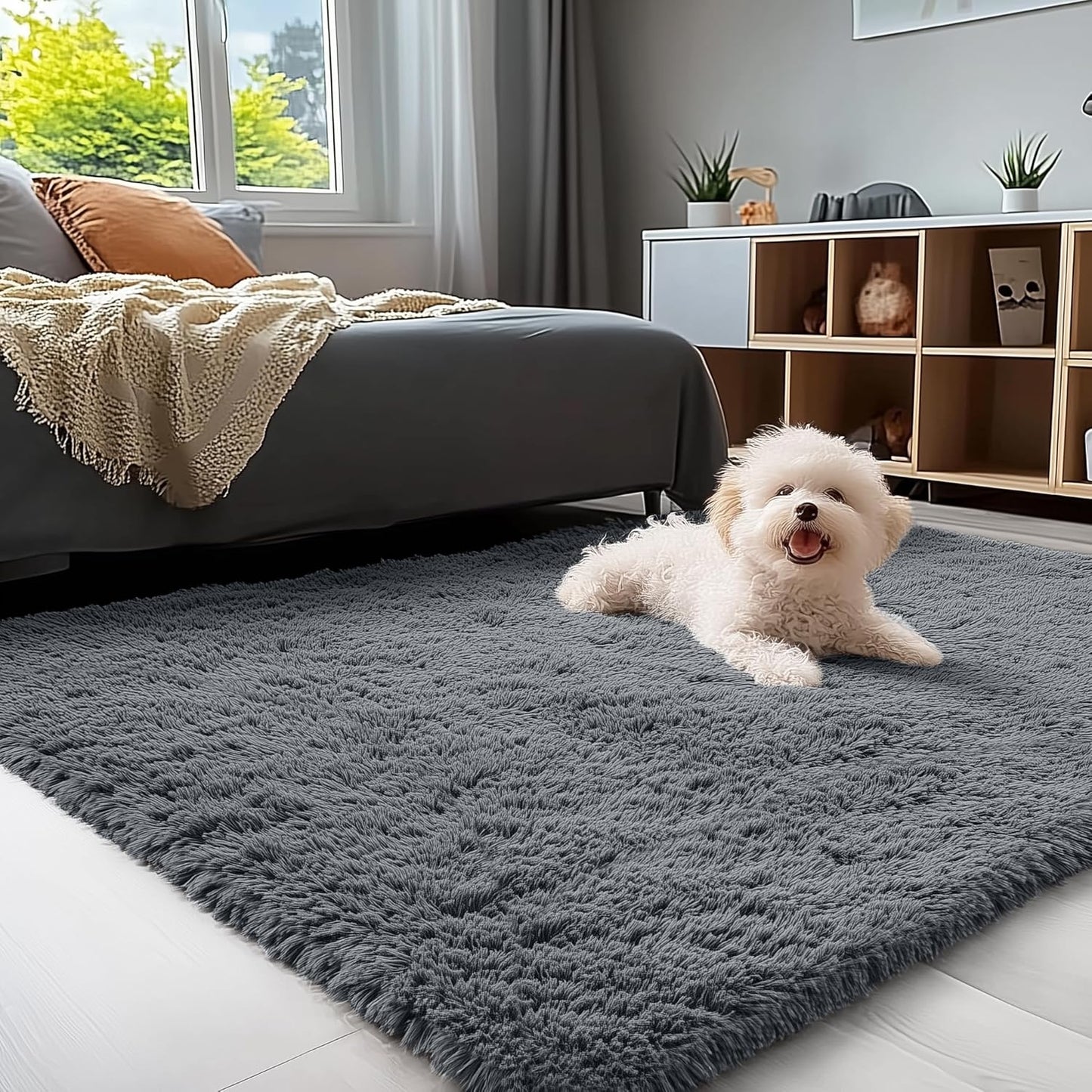OLANLY Chenille Dog Door Mat - Soft & Absorbent Area Rug Bundle | 30x20 in & 4x5.9 ft - Grey