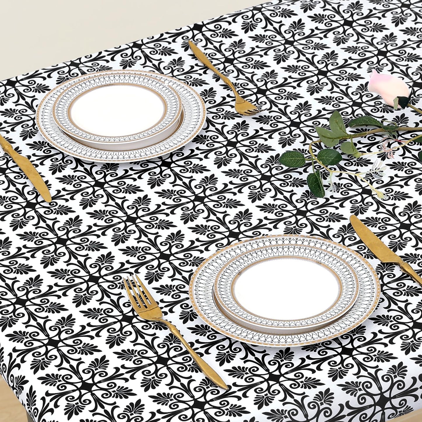 misaya Sqaure Vinyl Table Cloth, Elastic Fitted Flannel Backed Tablecloth, 100% Waterproof Plastic Table Cover Fits Folding Tables for Picnic, Camping, Outdoor (Black, 34" x 34")