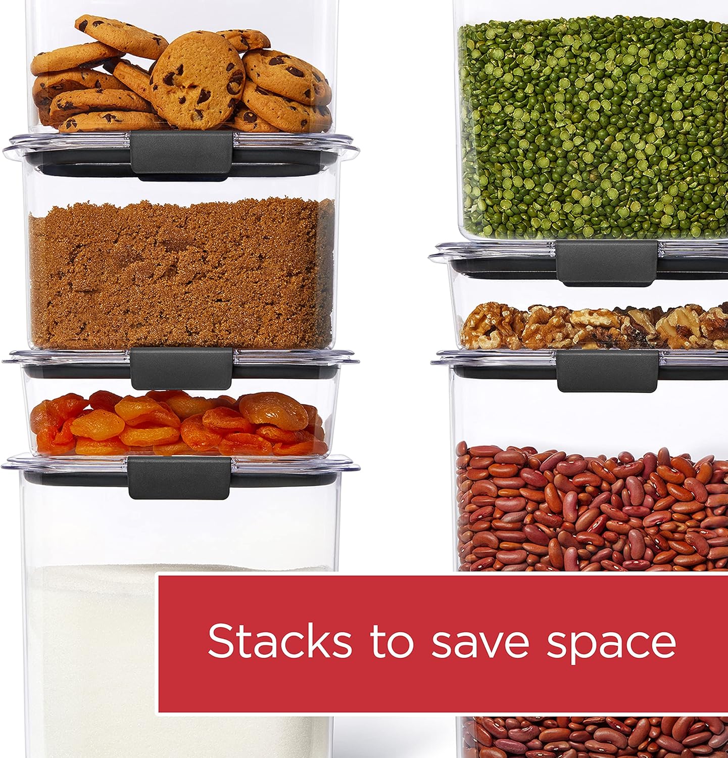 Rubbermaid Brilliance 12-Cup Airtight Food Storage Container - Ideal for Pantry Organization, Clear/Grey