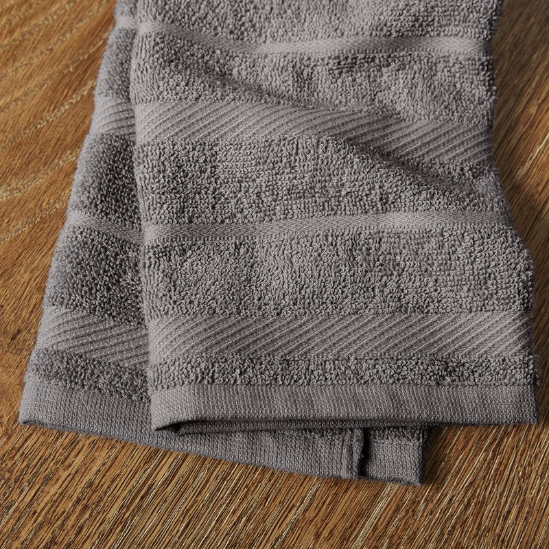 KitchenAid Albany Kitchen Towel 4-Pack Set, Charcoal Grey/White, 16"x26"