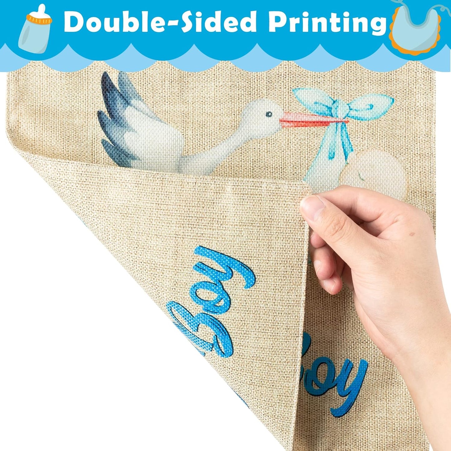 WATINC Welcome Home Baby Boy Garden Flag - Double-Sided Burlap Decor for Baby Showers | 12 x 18 Inch