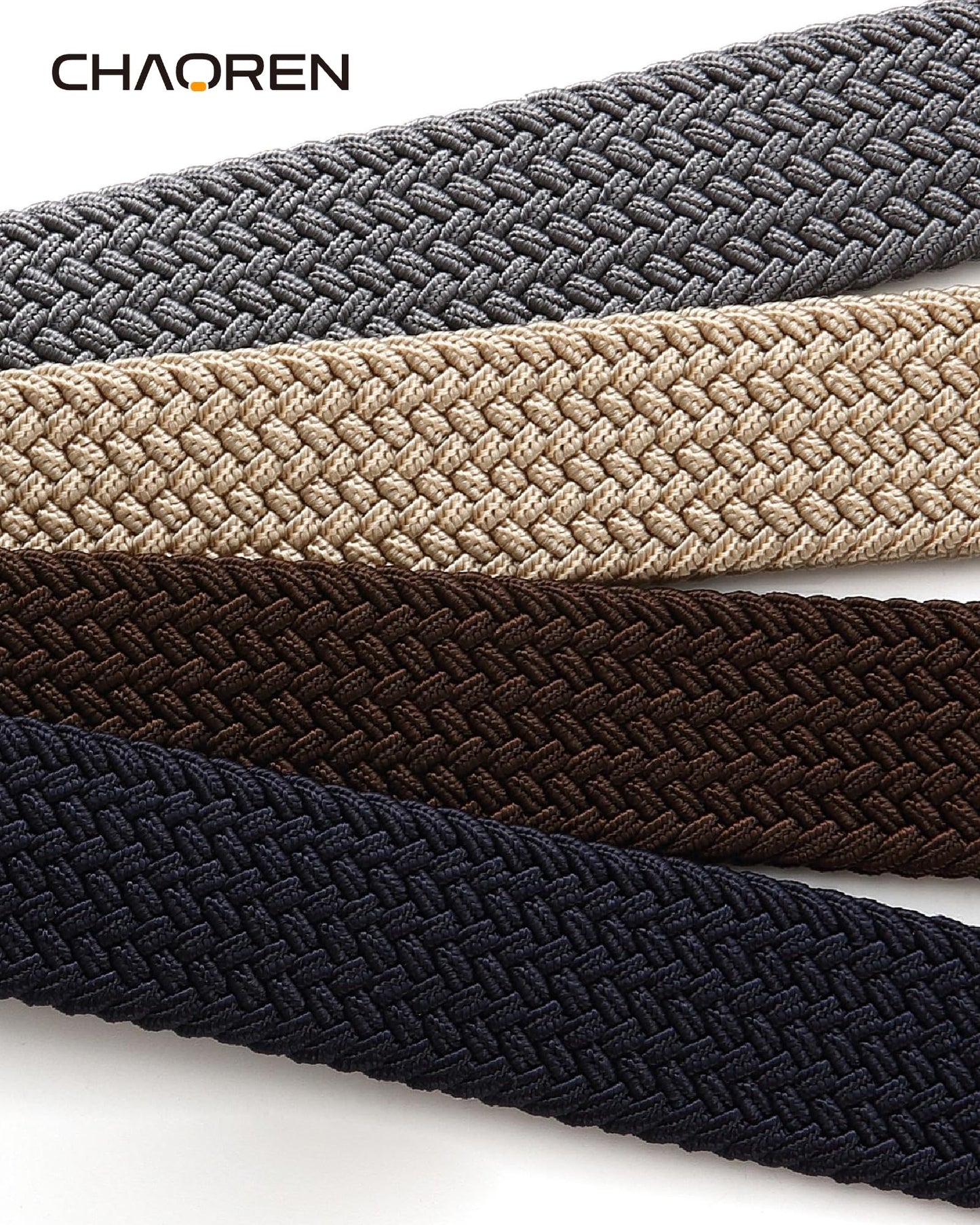CHAOREN Stretch Belt Men 2 Pack - 1 3/8" Braided Golf Belts For Men - Casual Elastic For Pants and Jeans