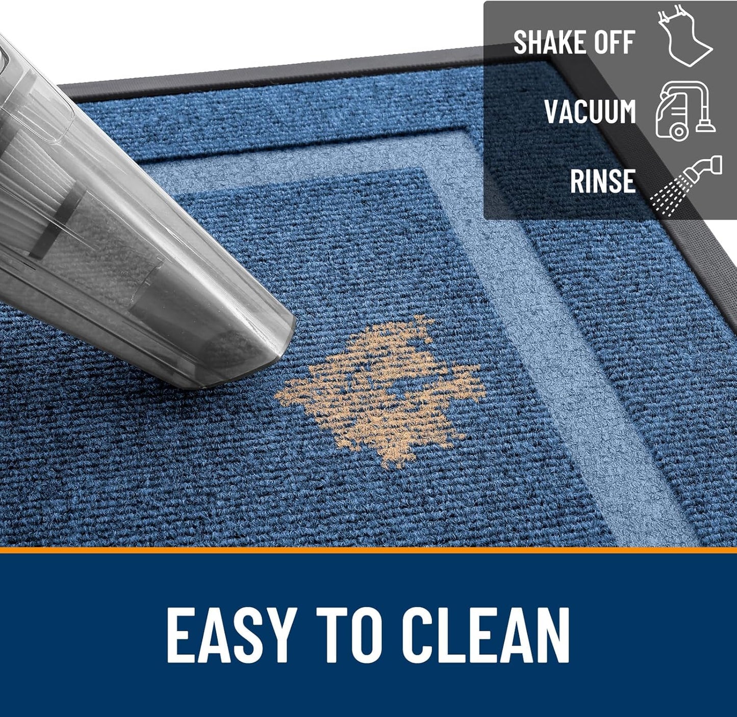 OLANLY Indoor Outdoor Front Door Mat - Waterproof All-Season Doormat, Easy Clean, 29.5x17, Light Blue