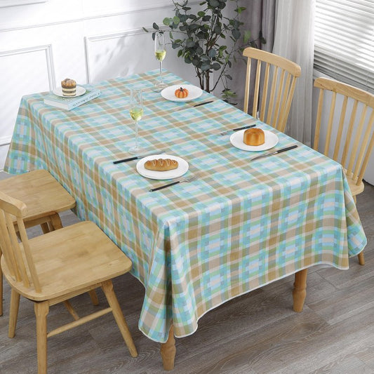 Walrus Heavy Duty Vinyl Tablecloth with Flannel Backing Waterproof Oil-Proof Plastic Table Cloth Stain-Resistant Wipeable Table Cover for Indoor and Outdoor (Multicolored Checkered,54x54 Inch)