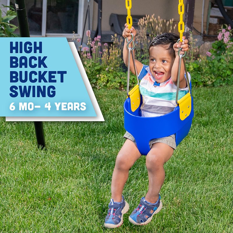 Squirrel Products High Back Full Bucket Toddler Swing Seat, Blue