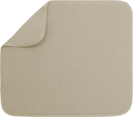 S&T INC. Dish Drying Mat - Absorbent Microfiber Kitchen Counter Pad, 16” x 18”, Large, Pure Cashmere