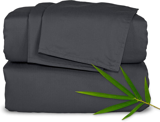 Pure Bamboo Twin Sheets - 100% Organic Viscose Bed Sheet Set, Luxuriously Soft & Cooling | Charcoal