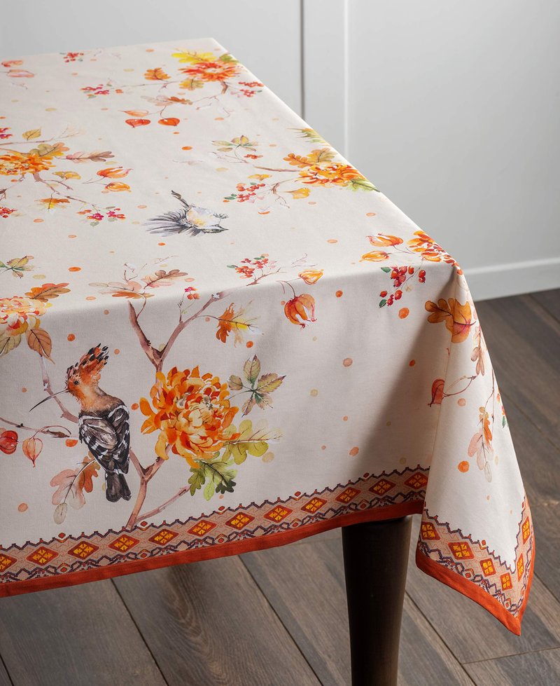 Maison d' Hermine Table Cloth Square Table 100% Cotton 54 x 54 Inches Fall Tablecloth Reusable Everyday Use for Thanksgiving Christmas Decorations Dining Farmhouse Party (Kelim - Prairie)