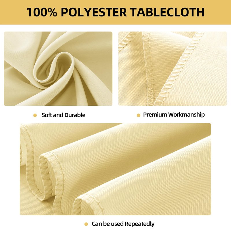 ZarzaaSik 2-Pack 60x102 inch Beige Table Cloths, Solid Stain and Wrinkle Resistant Oblong Tablecloth, Premium Plain Weave Polyester Fabric Rectangle Table Linen Covers for Hotel, Wedding
