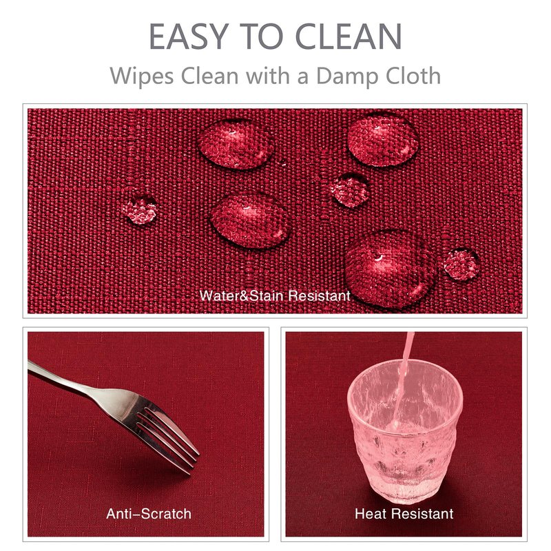 Veblandy Rectangle Tablecloth Waterproof 60x84 inch Linen Textured Table Cloth Stain and Wrinkle Resistant Washable, Decorative Fabric Table Cover for Dining, Party and Camping, Red