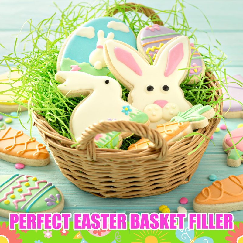 Seifar 5.3oz/150g Green Easter Grass Basket Filler, Recyclable Shred Paper Shred Fillers Easter Basket Grass for Easter Gift Basket Gift Wrapping Party Decorations