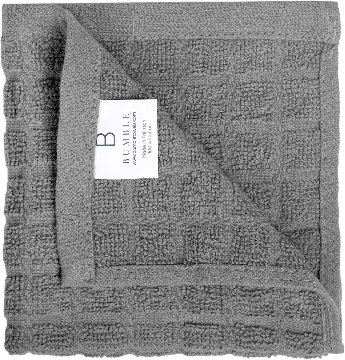 Bumble Dish Cloths - 100% Cotton Kitchen Towels | Soft & Highly Absorbent | 8 Pack, 12" x 12", Gray