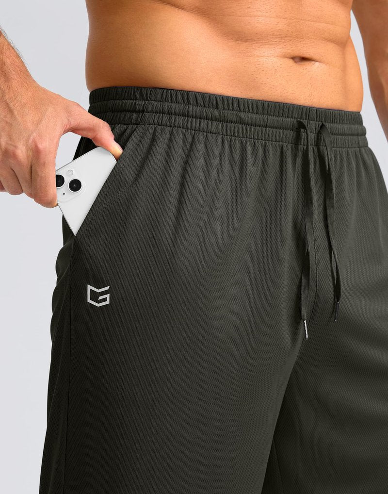 G Gradual Men's Athletic Shorts with Pockets 9" / 11" Long Basketball Shorts Lightweight Quick Dry Gym Workout Shorts for Men(Olive,S)