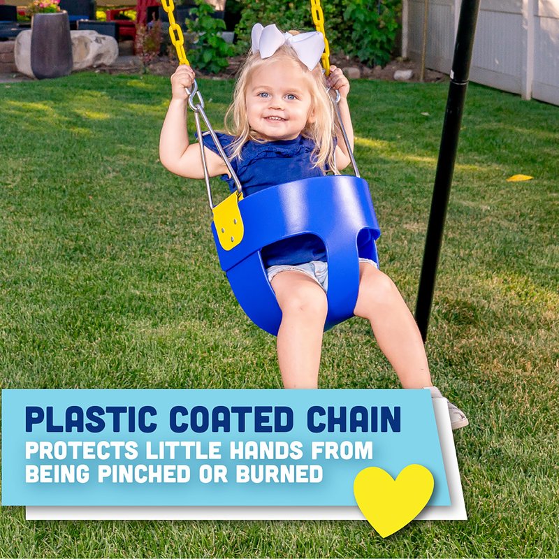 Squirrel Products High Back Full Bucket Toddler Swing Seat, Blue