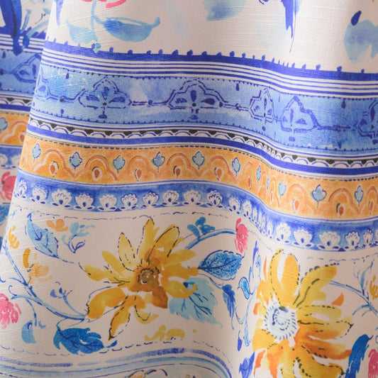Maison d' Hermine Table Cloth Round Table 100% Cotton 69 Round Inches Tablecloth Reusable Decorative for Dining Kitchen Room Farmhouse Home Gifts for Mothers Day Spring Summer - Girassol
