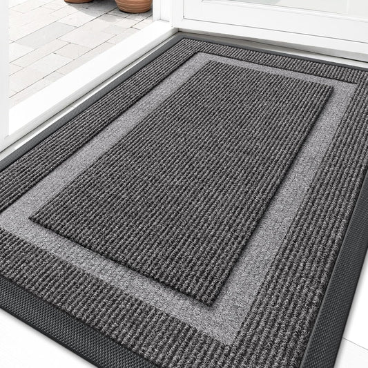 OLANLY Waterproof Front Door Mat - All-Season Indoor/Outdoor Doormat, Sturdy Rubber, Easy Clean | 29.5x17, Dark Grey