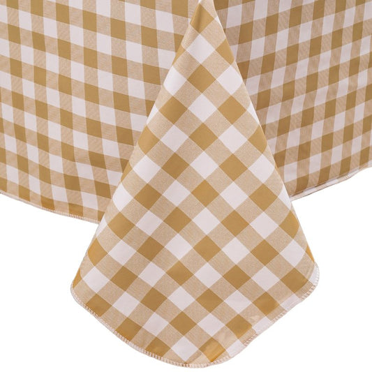 Heavy Duty Vinyl Tablecloth with Flannel Backing Waterproof Oil-Proof Plastic Table Cloth Stain-Resistant Wipeable Rectangle or Square Table Cover for Indoor and Outdoor (Khaki Checkered, 52x70 Inch)