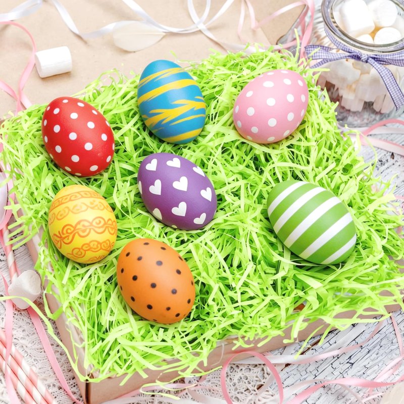 Seifar 5.3oz/150g Green Easter Grass Basket Filler, Recyclable Shred Paper Shred Fillers Easter Basket Grass for Easter Gift Basket Gift Wrapping Party Decorations