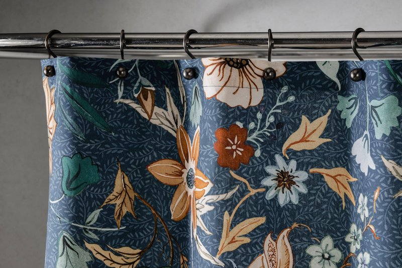 Maison d' Hermine Shower Curtain 100% Cotton One Panel 70"x72" Washable Fabric Shower Curtains for Bathroom, Easy Hanging with 12 Button Holes -Home Spa Gifts for Mothers Day (Luxury Loft - Dark Teal)