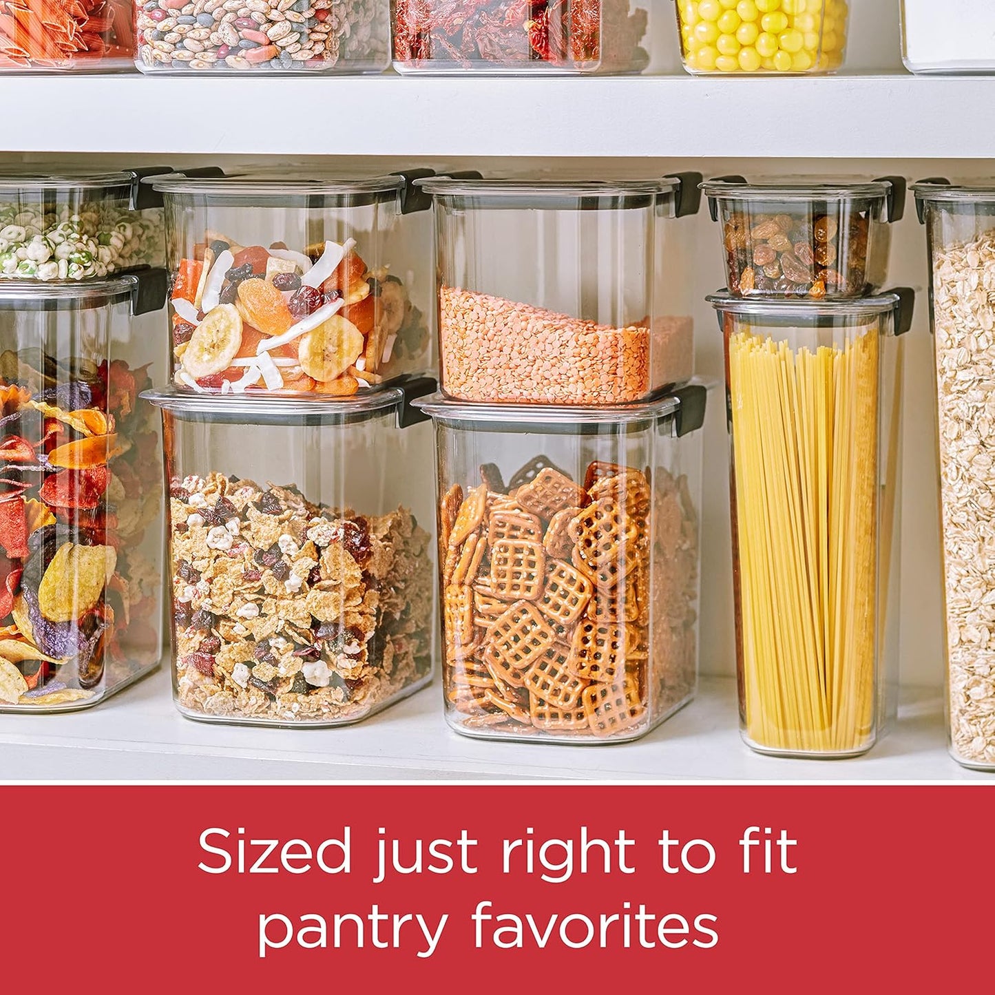 Rubbermaid Brilliance 12-Cup Airtight Food Storage Container - Ideal for Pantry Organization, Clear/Grey