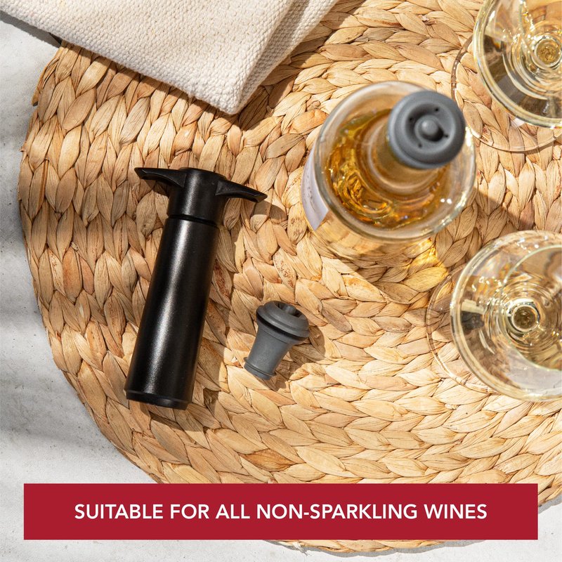 Vacu Vin Wine Saver Pump Blue with Vacuum Wine Stopper - Keep Your Wine Fresh for up to 10 Days - 1 Pump 2 Stoppers - Reusable - Made in the Netherlands