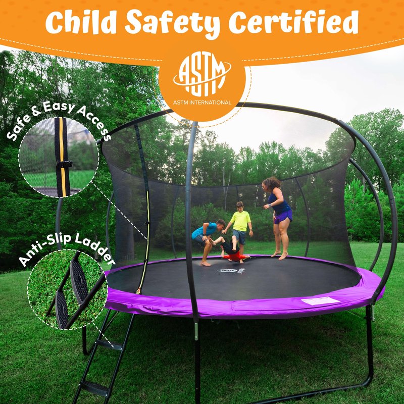 JUMPZYLLA Outdoor Trampoline with Net for Kids 10FT 12FT 14FT 15FT 16FT
