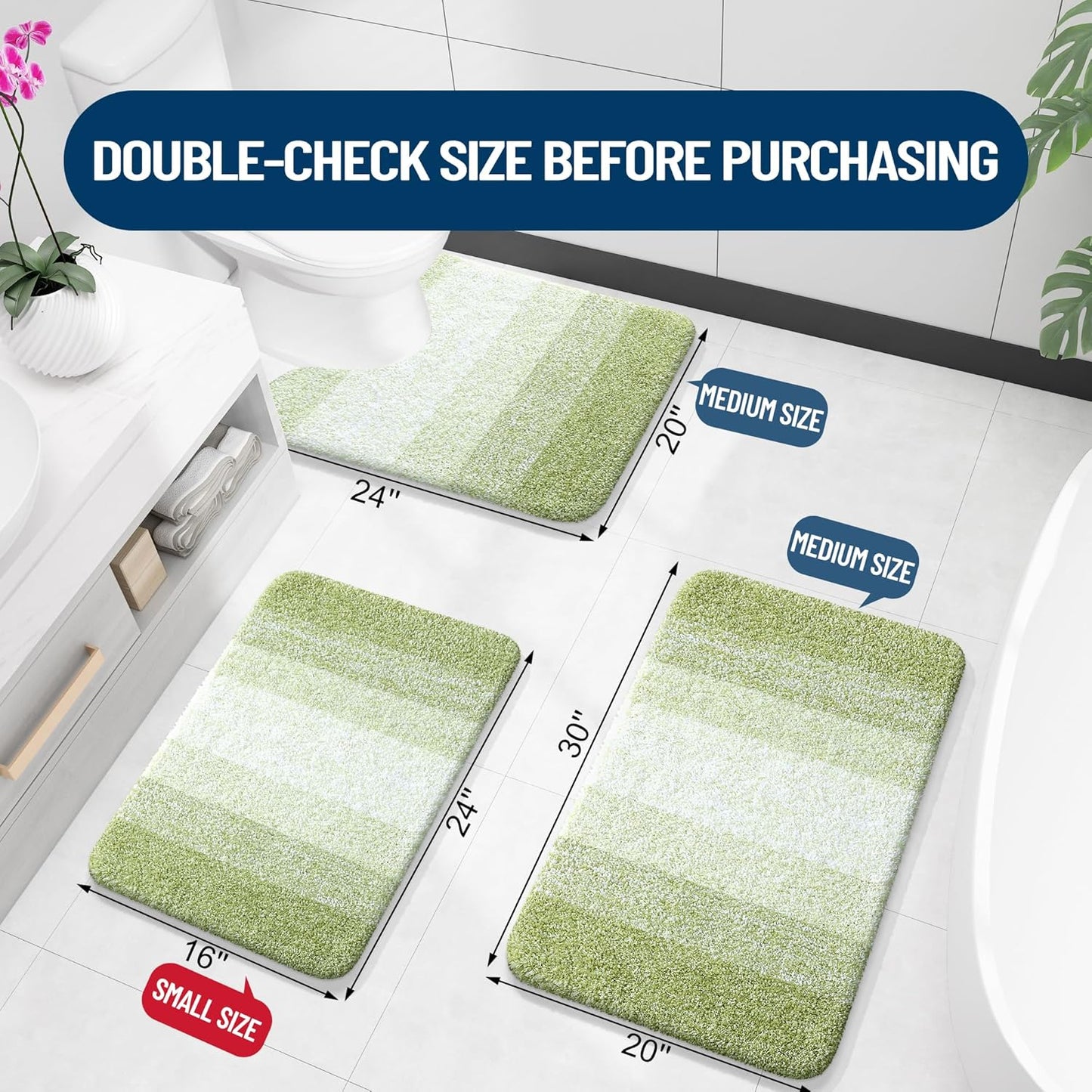 OLANLY Bathroom Rugs - Extra Soft Microfiber Mat 36x24 | Quick Dry, Machine Washable, Mustard Yellow