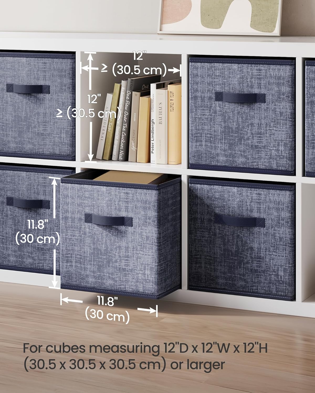 SONGMICS Storage Cubes - 11.8-Inch Foldable Non-Woven Fabric Bins | Set of 6, Misty Blue Closet Organizers