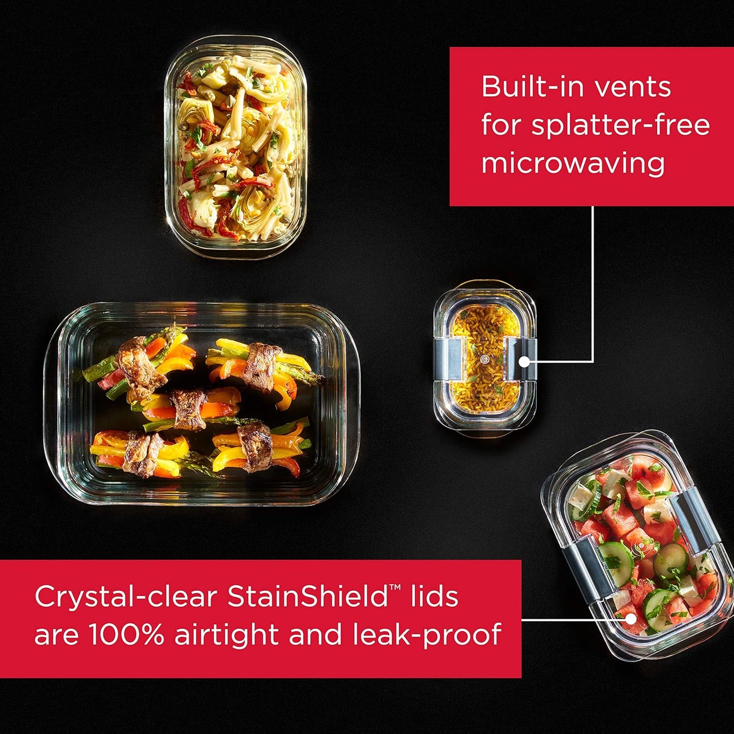 Rubbermaid Brilliance Glass Storage Containers - 8-Piece Set with Lids - Clear & Versatile Design