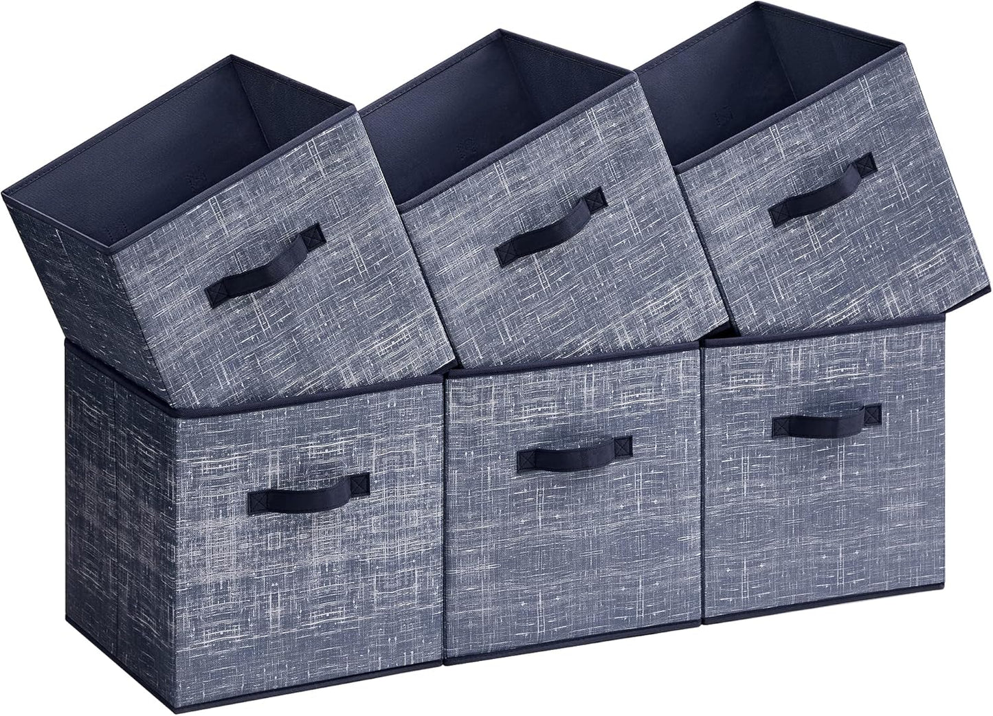 SONGMICS Storage Cubes - 11.8-Inch Foldable Non-Woven Fabric Bins | Set of 6, Misty Blue Closet Organizers